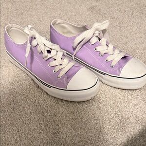 Lavender Canvas Sneakers with White Laces